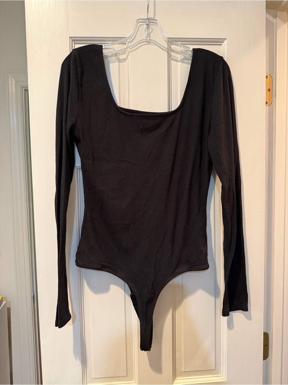 Madewell Long Sleeve Black Ribbed Bodysuit Like New - Picture 2 of 2